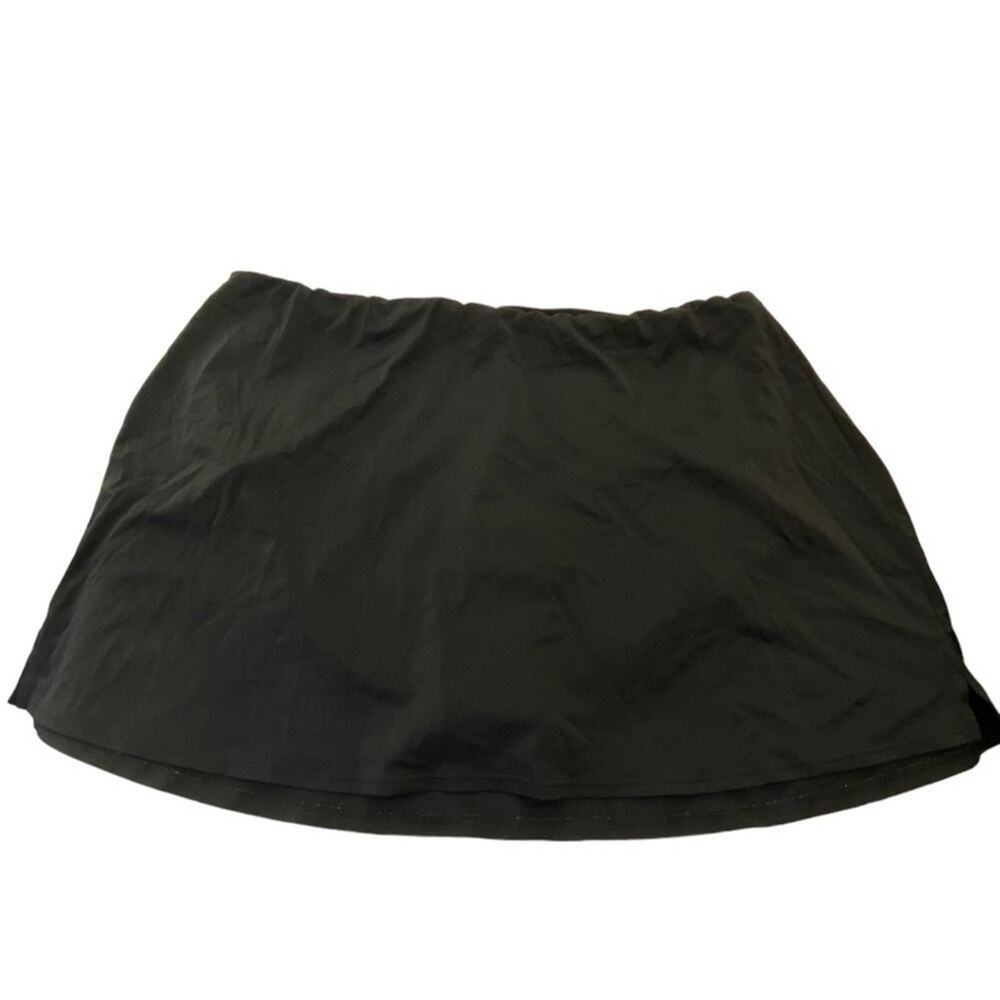 Lands' End Swim Skirt Size 16W Plus Black Built-in Bikini Bottom Swimsuit Skirt